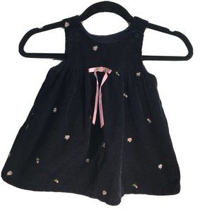 baby girl Dress 2t cotton Corduroy Jumper s navy blue floral pink cotton vintage
